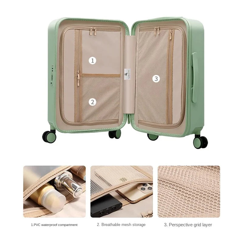 Suitcase Female 20-inch Cabin Travel Suitcase Large Capacity Password Carry on Luggage Ultra-light Universal Wheel Trolley Case