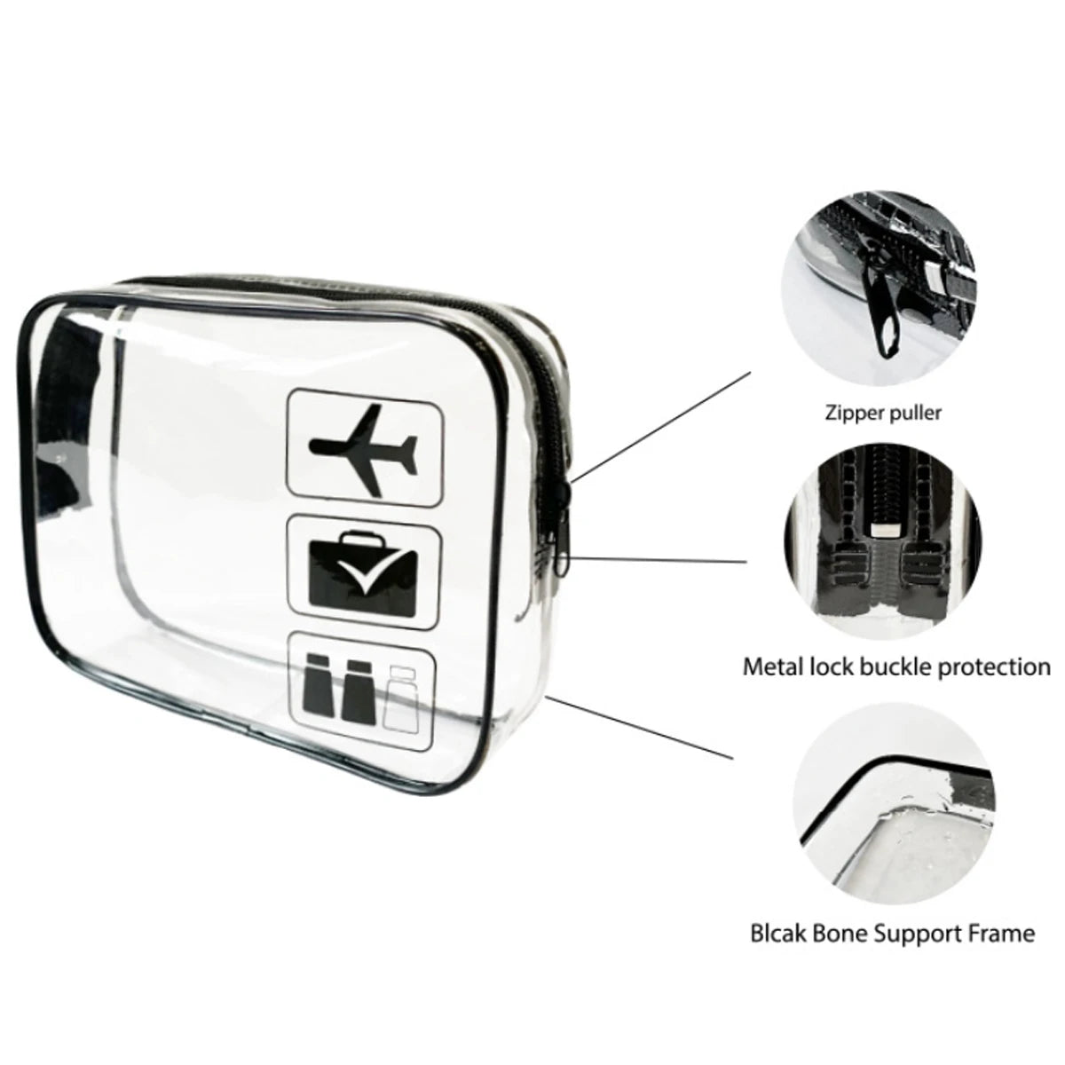 YANZAI Transparent Zipper Makeup Bag